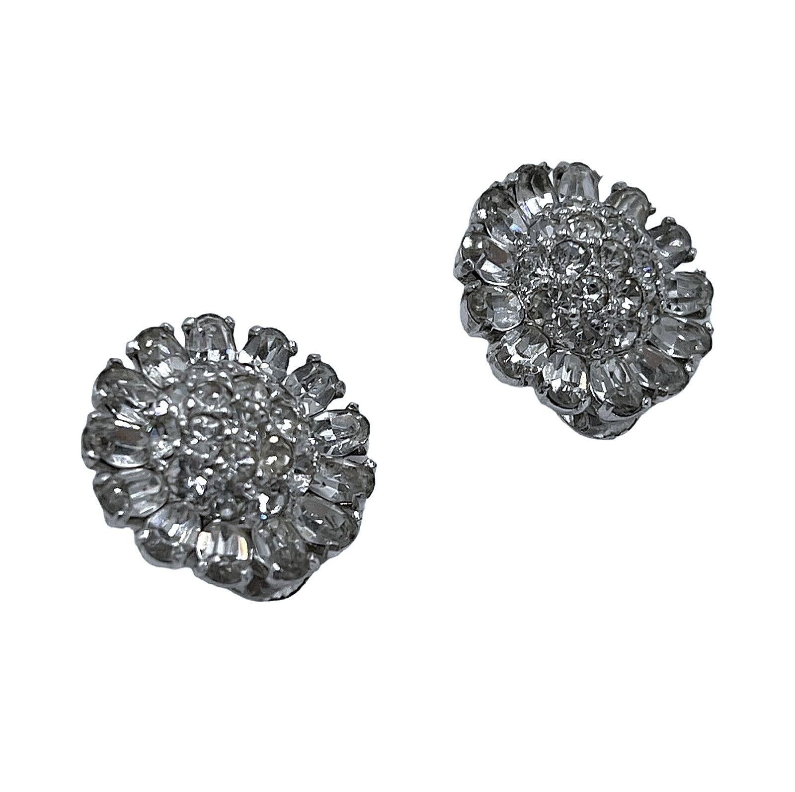 Other Pennino Silvertone White Rhinestones Radial Clip Earrings Size ONE SIZE - 1 Thumbnail