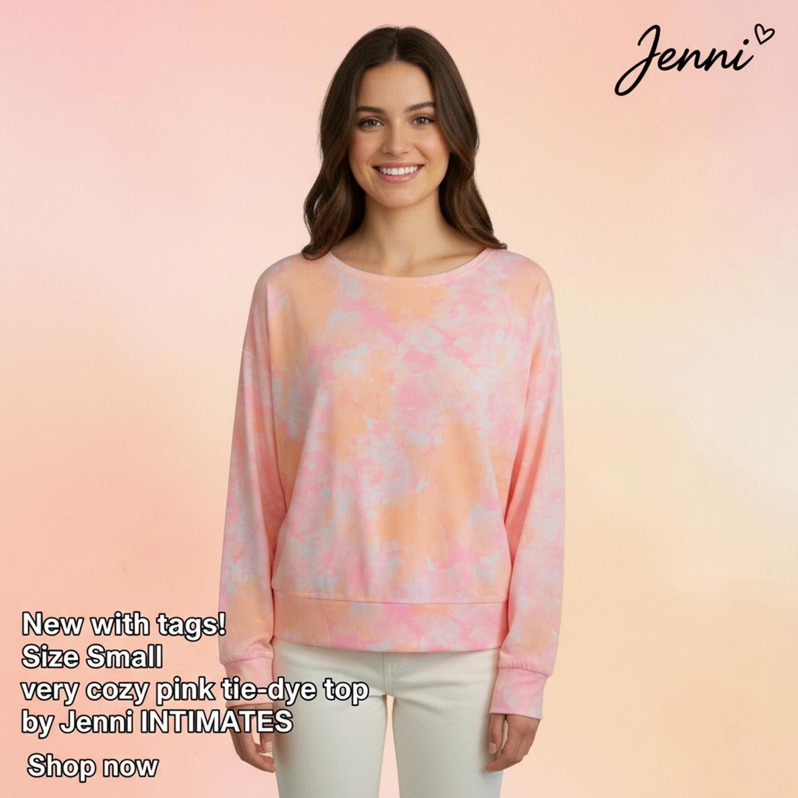 Jennifer Lopez Small Cozy Pink Tie-Dye Top by Jenni INTIMATES Size ONE SIZE - 2 Thumbnail