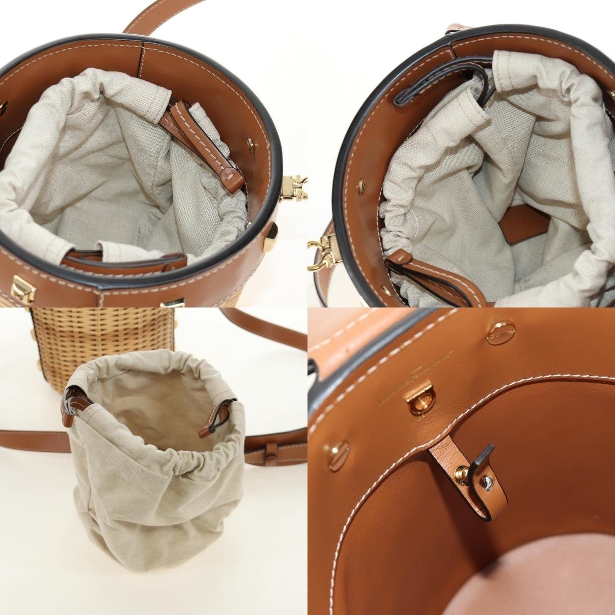 Salvatore Ferragamo Salvatore Ferragamo Gancini Straw Shoulder Bag Beige Size ONE SIZE - 15 Thumbnail