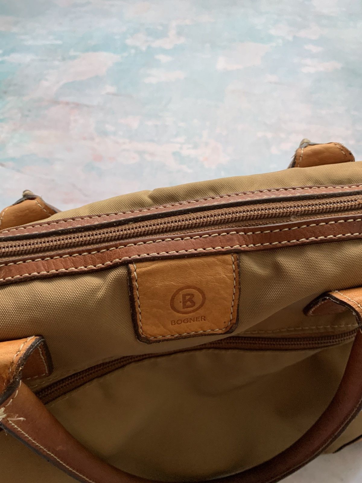 Bogner Vintage Bogner Shoulder Bag Womens Brown Canvas Leather Trim Size ONE SIZE - 6 Thumbnail