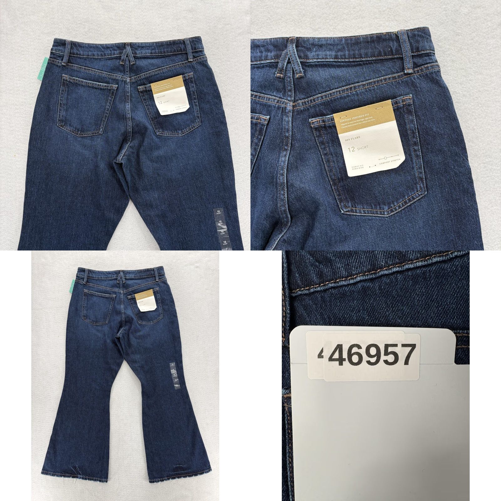 Vintage Maurices 90s Flare Jeans Womens 12 Short Blue High Rise Curvy Fit Stretch Denim Pants Size 34" / US 12 / IT 48 - 9 Thumbnail