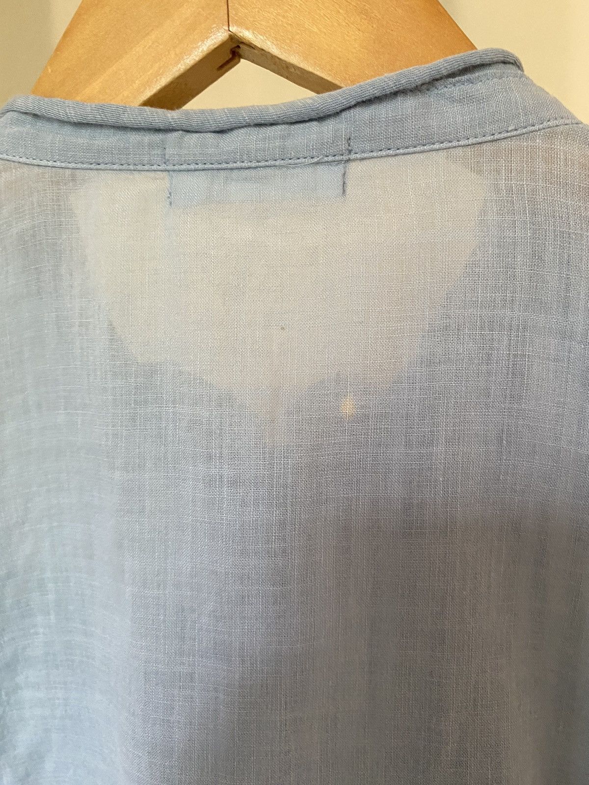 Issey Miyake Plantation Light Blue Pintuck Mandarin Collar Shirt Size ONE SIZE - 13 Thumbnail