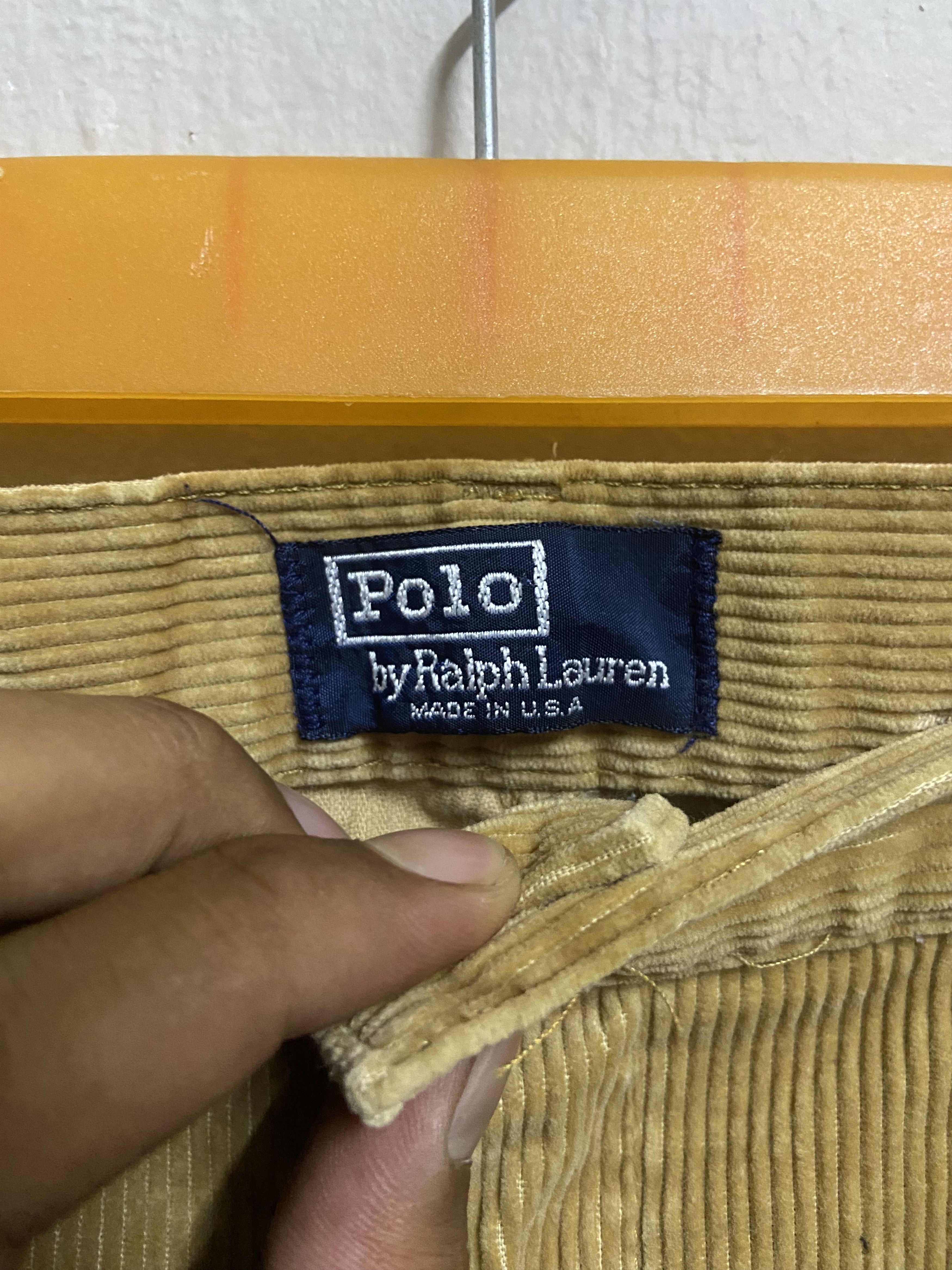 Polo Ralph Lauren × Vintage 90s Andrew Corduroy Pants 38x31 Baggy Pleated Skater Vtg Tan Size US 37 - 3 Thumbnail