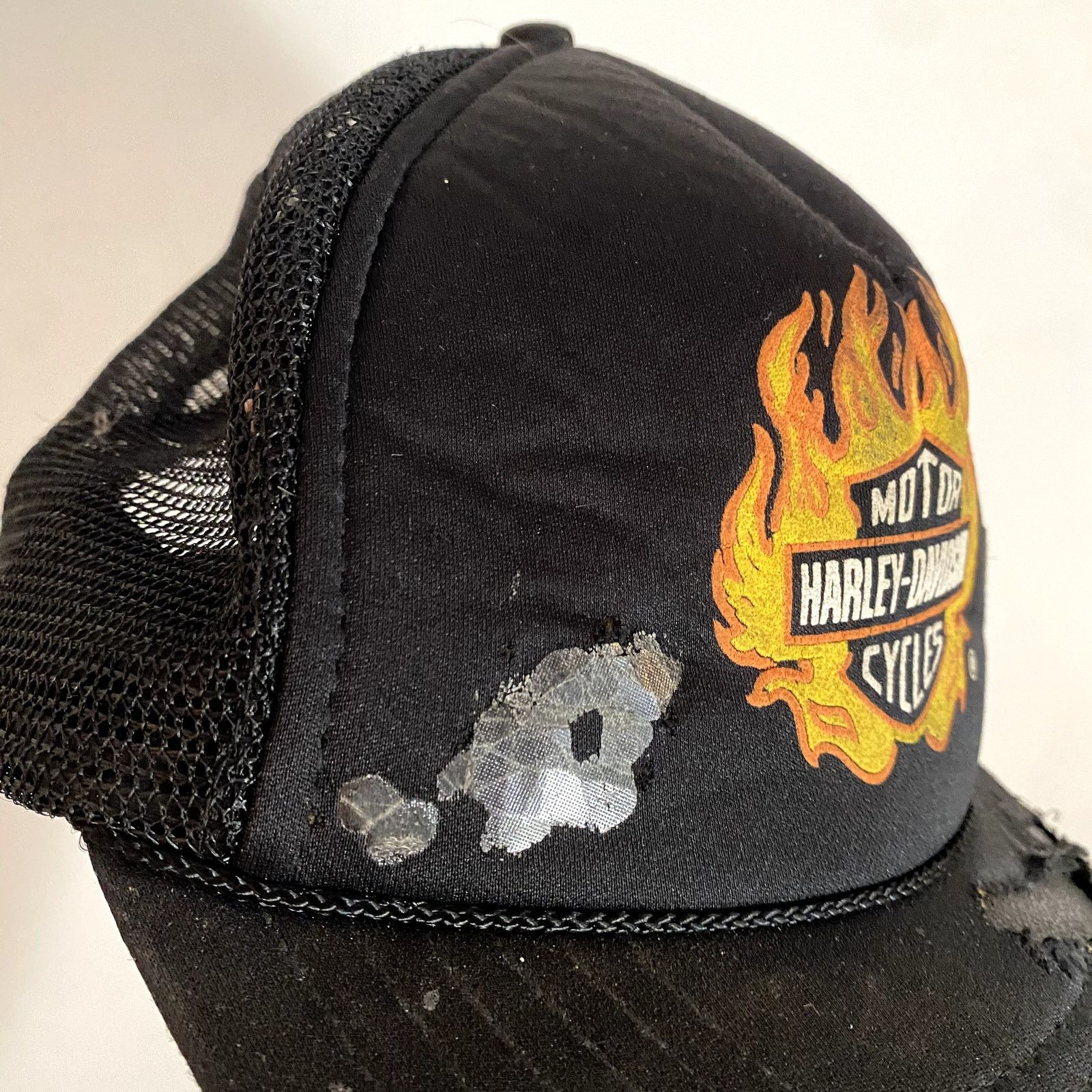 Harley Davidson × Vintage Vintage Harley Davidson Flame Logo Trucker Snapback Hat Size ONE SIZE - 4 Thumbnail