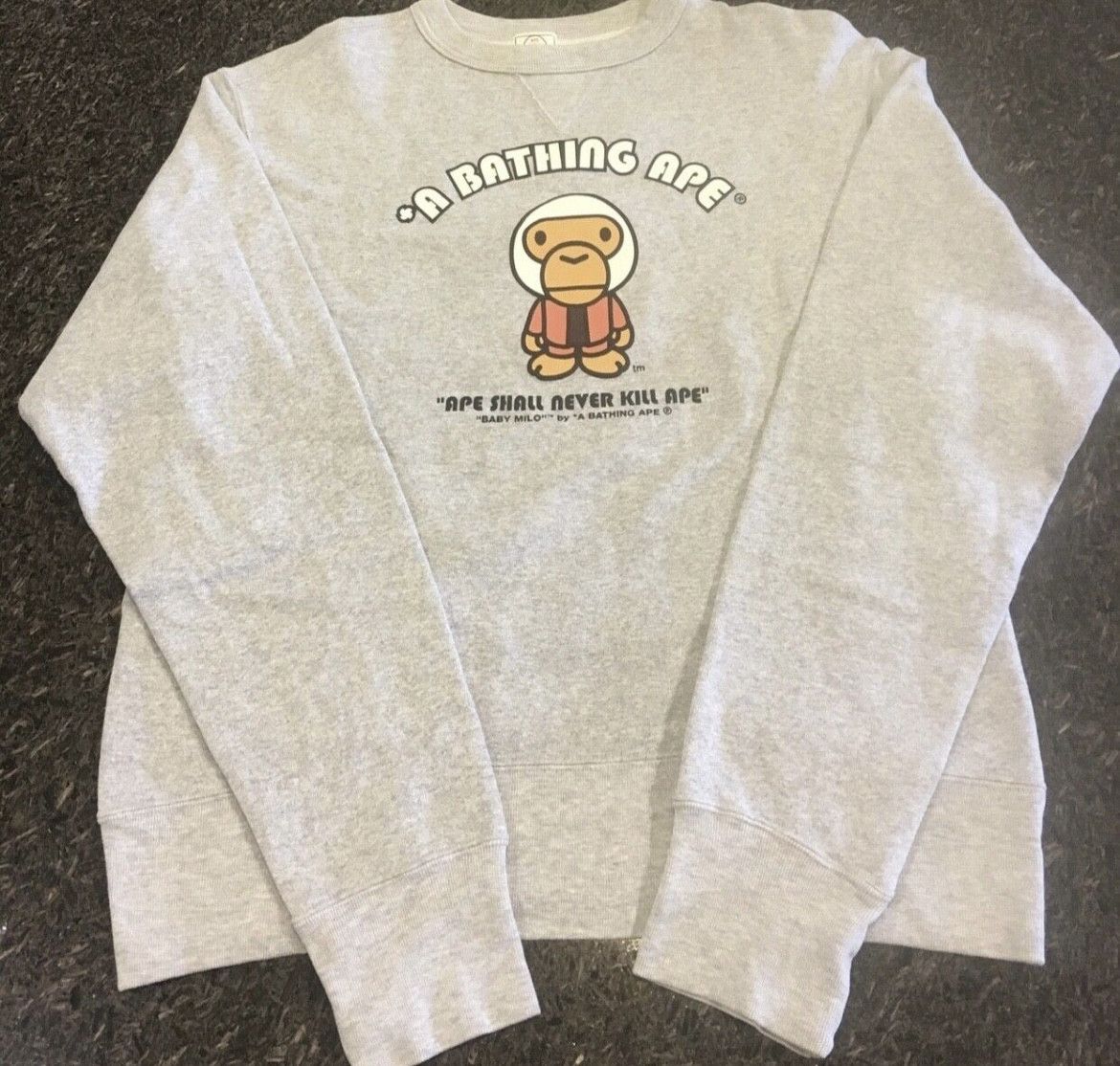 image of Bape Crew Neck Sweatshirt in Grey, Men's (Size XS)