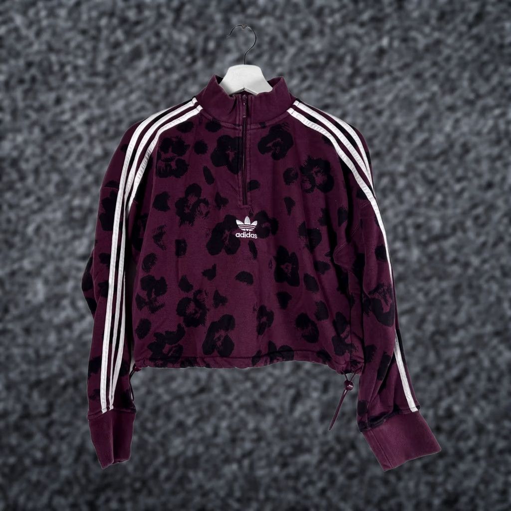 Adidas Adidas Originals Womens Bellista Allover Print Sweatshirt Pullover Small Burgundy Size S / US 4 / IT 40 - 1 Thumbnail