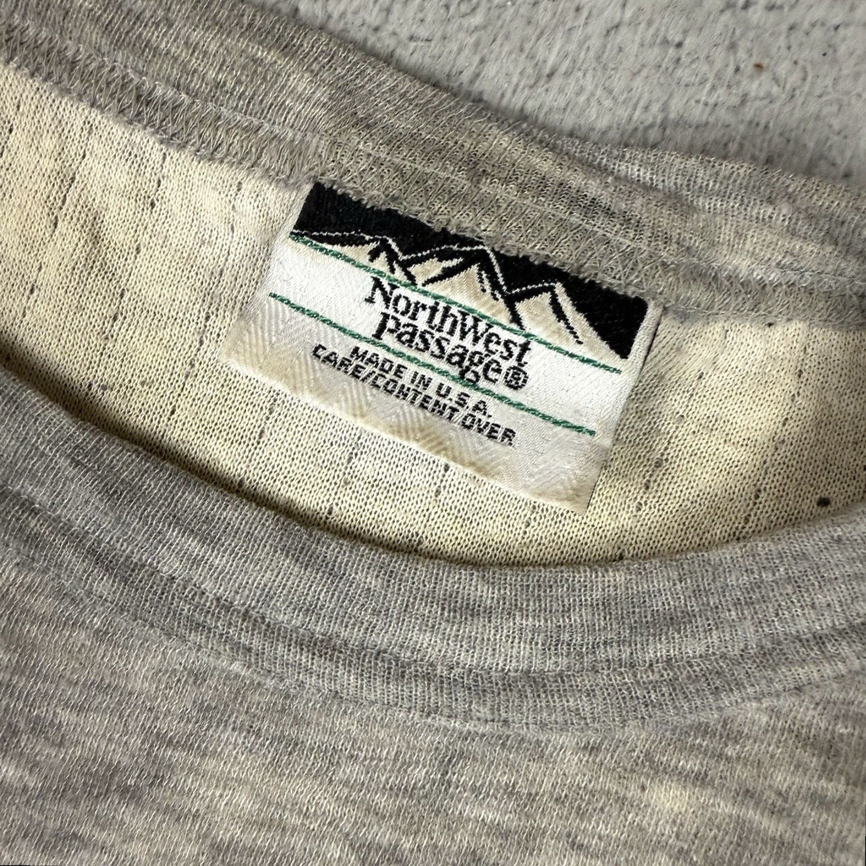 Layer 8 VINTAGE Northwest Passage Thermal Shirt Mens L Gray Distressed Base Layer 80s Outdoor Ski Cotton Polyester Wool Crew Neck Long Sleeve Size US L / EU 52-54 / 3 - 4 Thumbnail
