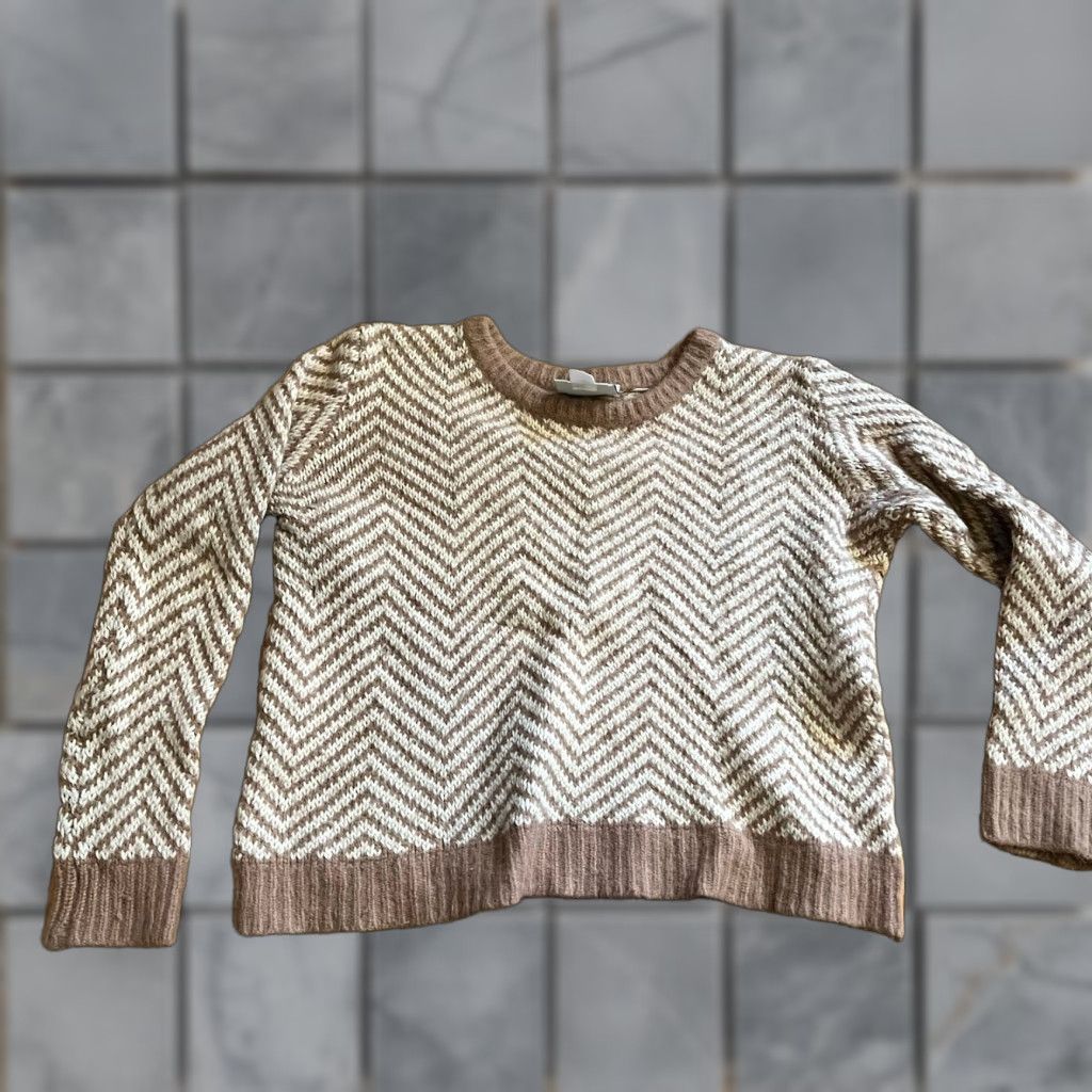 Ganni Ganni Anthropologie Sweater Womens Medium M Wool Blend Beige Chevron Candy Floss Brown Pullover Womens Size M / US 6-8 / IT 42-44 - 1 Thumbnail