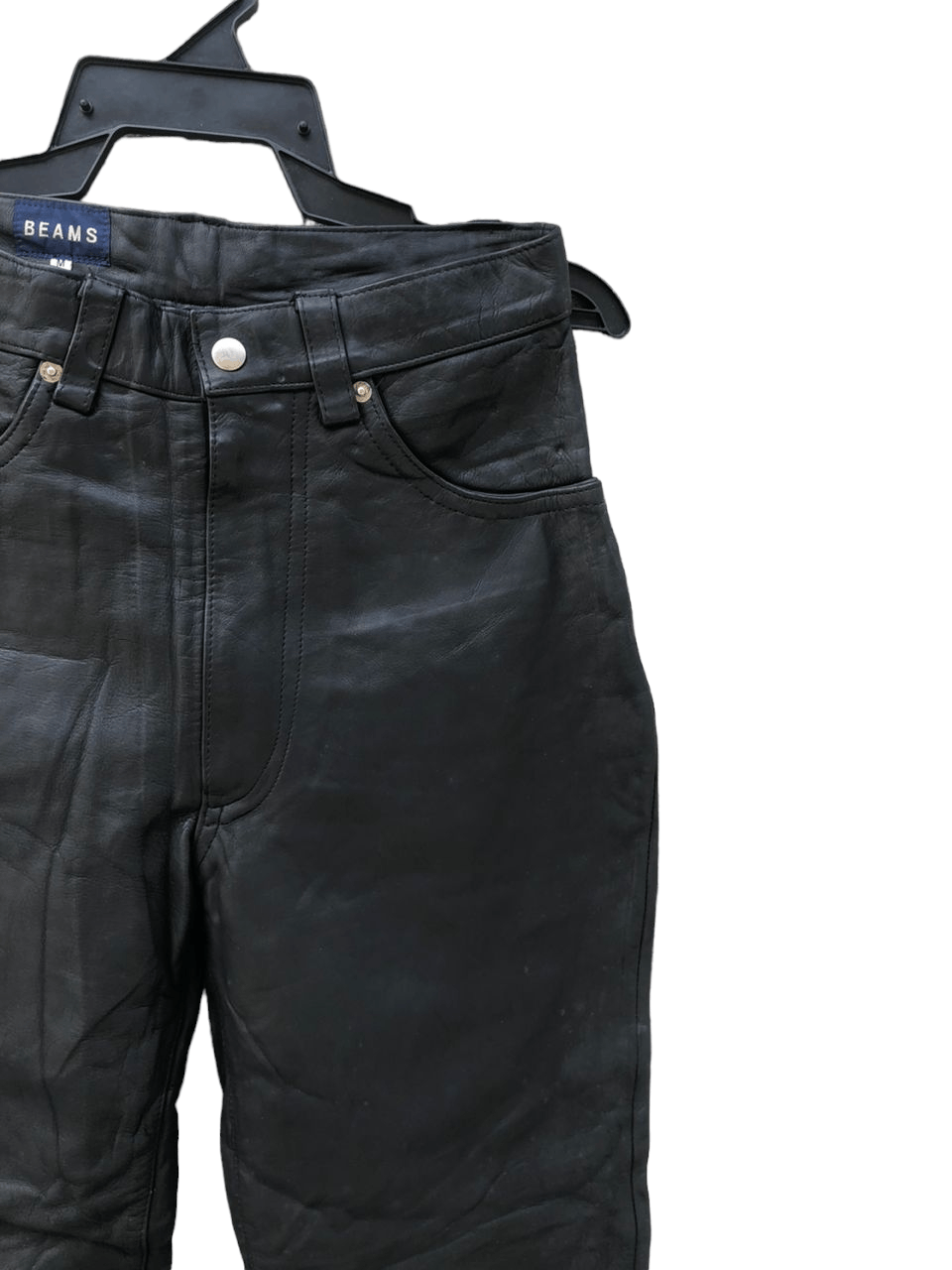 Beams Plus Rare💥Beams black Cowhide Leather Pants Size US 29 - 5 Thumbnail