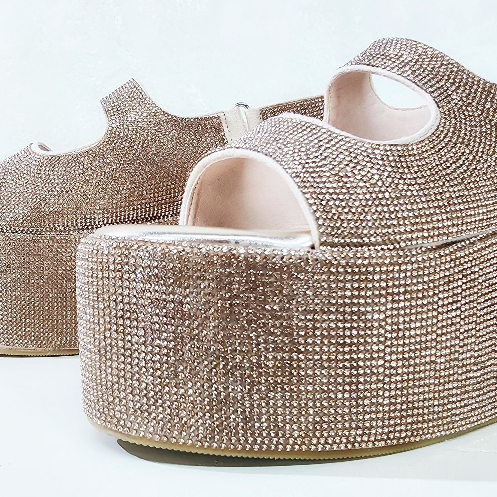 Other Oh Yeah Rose Gold 3" Platform Sparkling Rhinestone Flatform Size US 11 / IT 41 - 6 Thumbnail