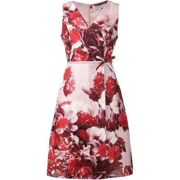 Carolina Herrera Designe Carolina Herrera $2490 Pink Silk Dress Floral Red 12 Size XL / US 12-14 / IT 48-50 - 1 Thumbnail