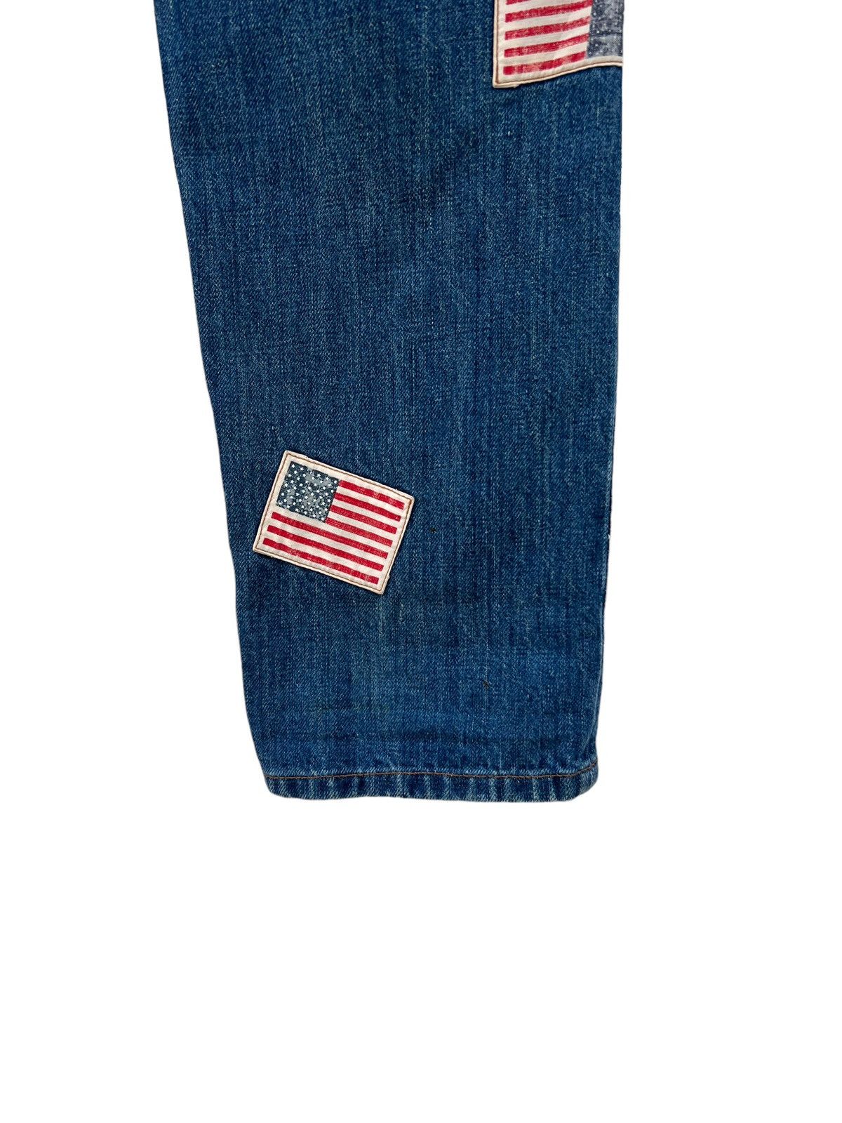 Vintage Kaneko Isao Japan USA Flag Patches Denim Jeans