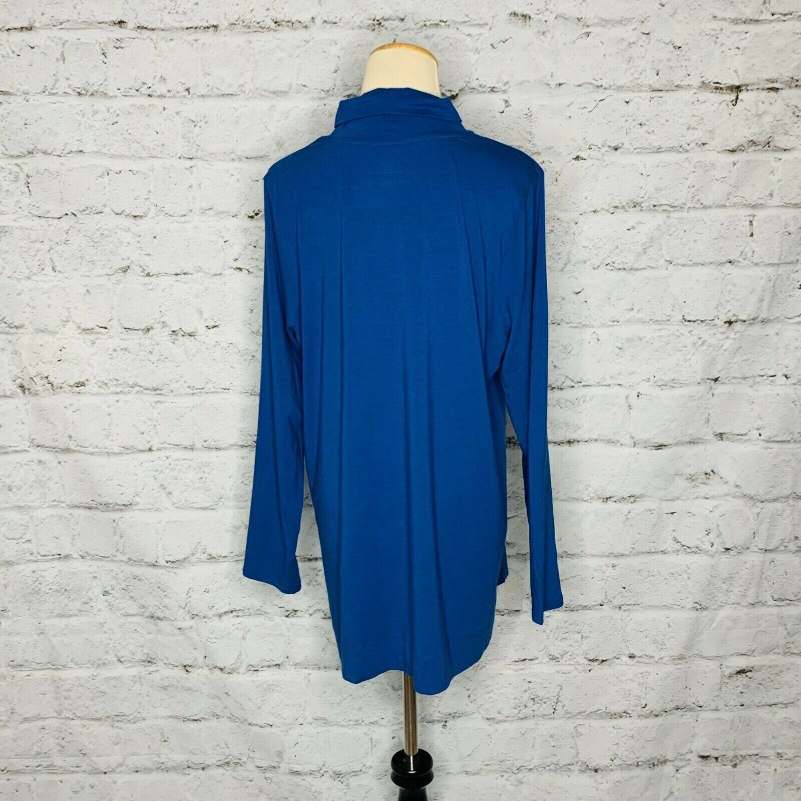 J. Jill J. JILL Teal Blue Long Sleeves High Neck Tunic Top Sz LP Size L / US 10 / IT 46 - 10 Thumbnail