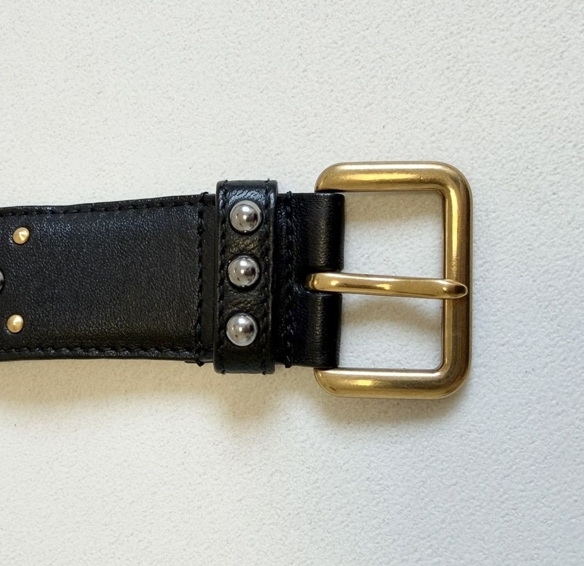 Prada Black Leather ‘Round Metal Studded’ Belt Size ONE SIZE - 13 Thumbnail