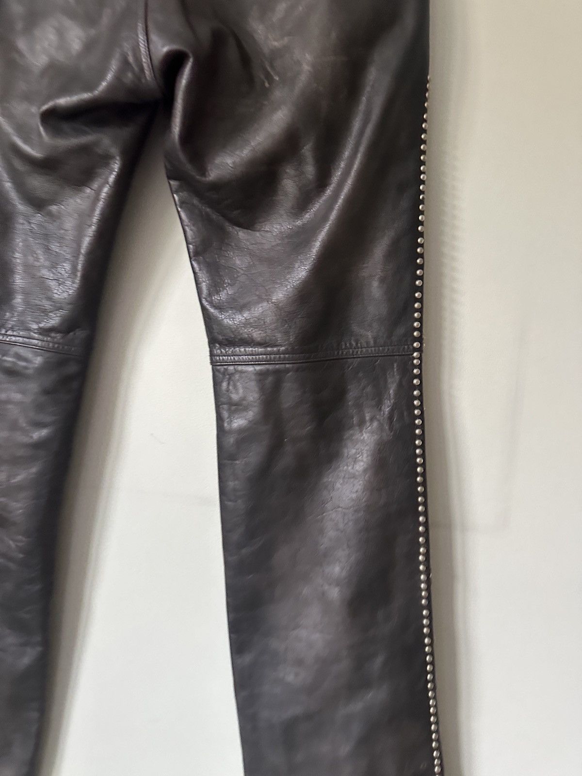 RRL Ralph Lauren Double RL Bejewelled Leather Pants Size US 33 - 6 Thumbnail