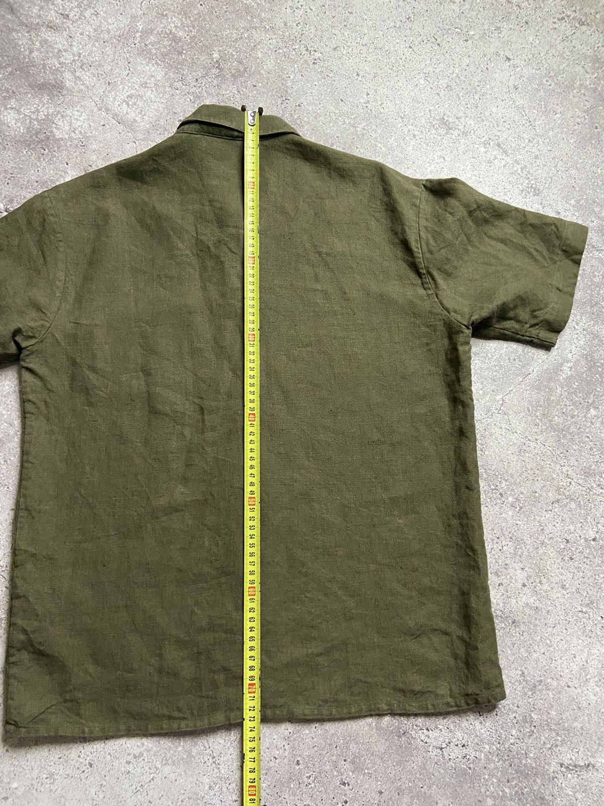 AMI AMI Green Linen Button Down Short Sleeve Shirt Size 40 Size US M / EU 48-50 / 2 - 10 Thumbnail