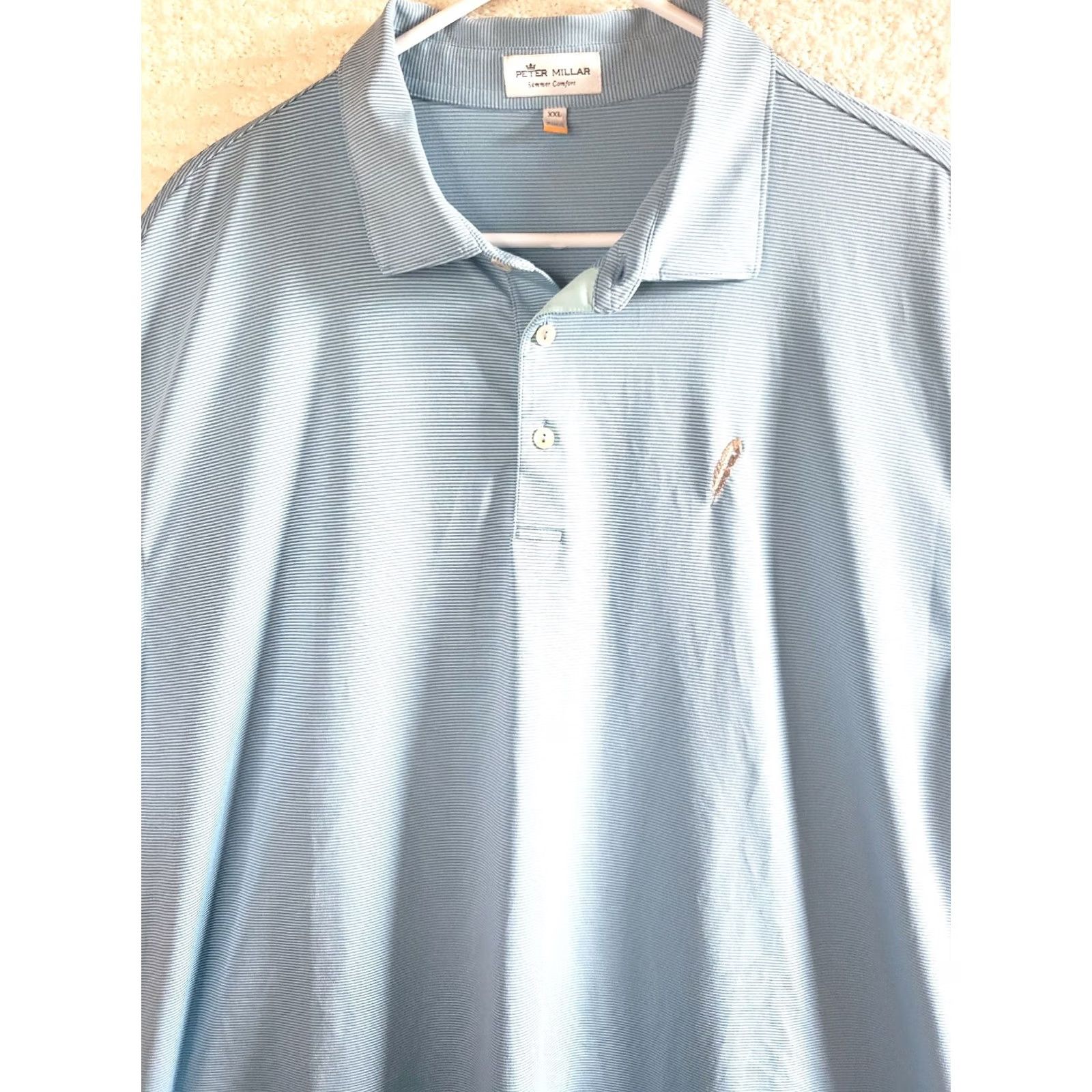 Peter Millar VINTAGE? No. Peter Millar Summer Comfort Polo Mens 2XL Blue Striped Short Sleeve Golf Shirt Size US XXL / EU 58 / 5 - 3 Thumbnail