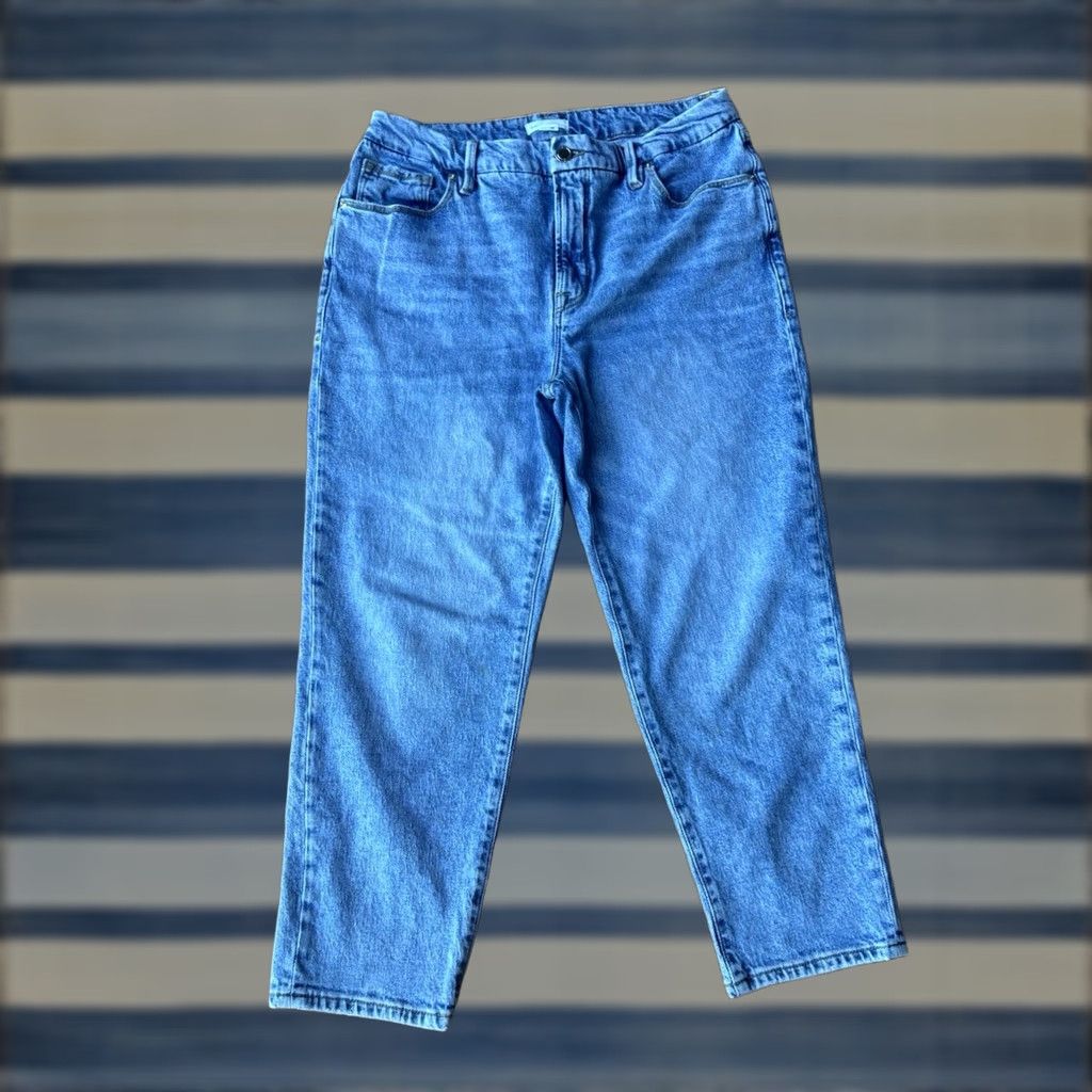 Good American Good American Denim Jeans Women’s 12 Straight Leg Distressed Jeans Blue 5-Pocket Regular Mens? Size 34" / US 12 / IT 48 - 1 Thumbnail