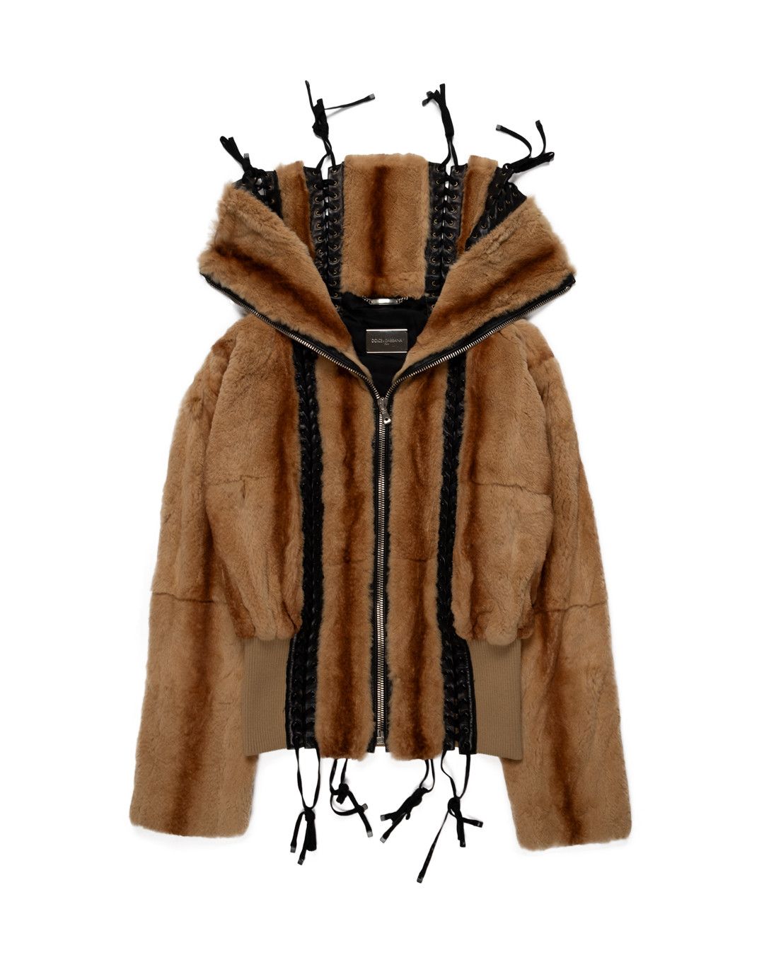 image of Dolce Gabbana Ss2003 Weasel Fur Aviator Jacket in Brown, Men's (Size Medium)