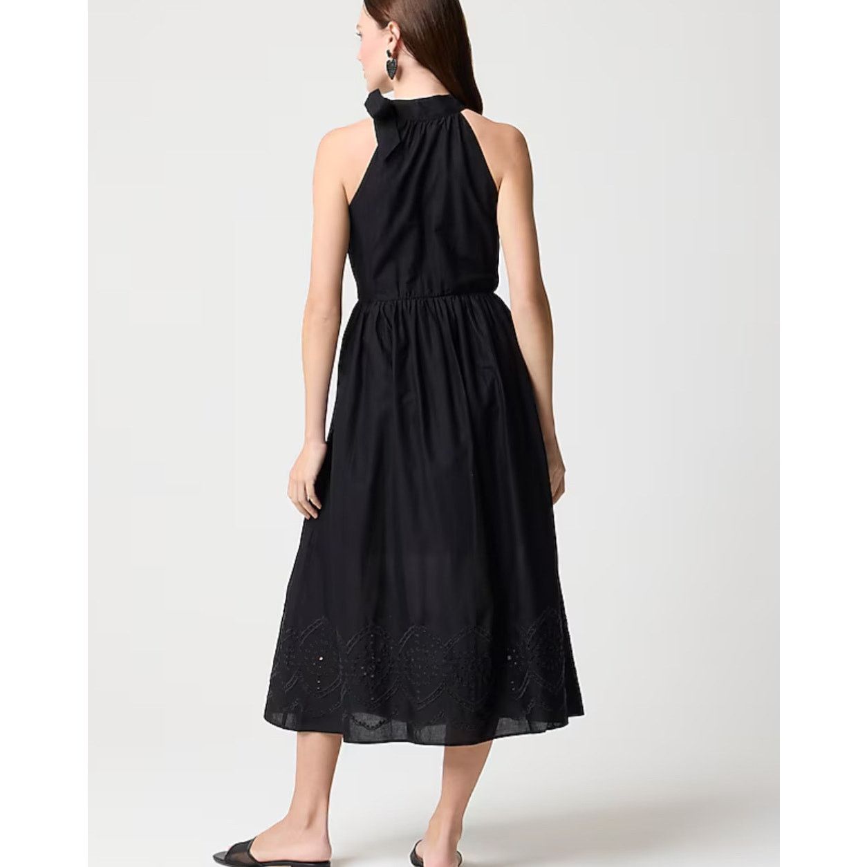 J.Crew NWT J.Crew Tie Neck Midi Dress With Eyelet Black Size 10 Size L / US 10 / IT 46 - 2 Thumbnail