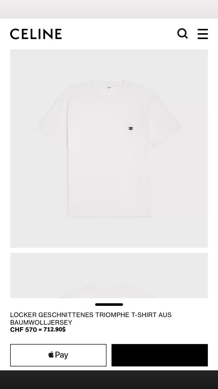 Celine LOOSE T-SHIRT WITH TRIOMPHE EMBROIDERY IN COTTON JERSEY Size US XXL / EU 58 / 5 - 2 Thumbnail