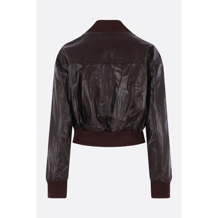 Other SELF-PORTRAIT Brown Cropped Leather Bomber Jacket New & Auth Size M / US 6-8 / IT 42-44 - 2 Thumbnail