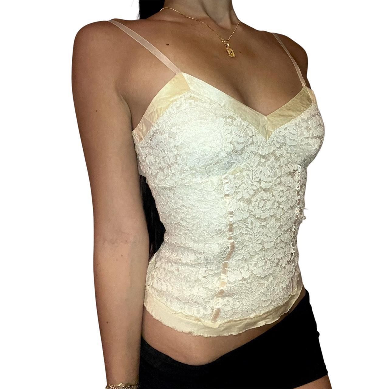 Rebecca Taylor Vintage cream&white lace corset cami top with back buttons🪷 Size XS / US 0-2 / IT 36-38 - 3 Thumbnail