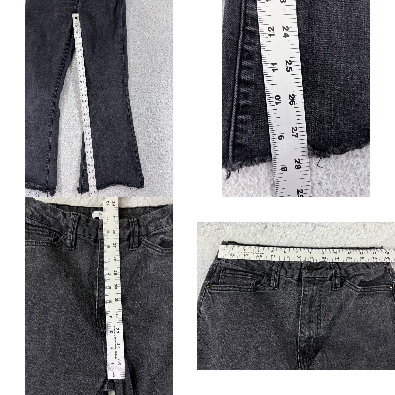 Forever 21 FOREVER 21 Jeans Juniors 30 Black Denim Flared High Rise 24x28 Cotton Blend 5-Pocket Design Womens Jeans Size 30" / US 8 / IT 44 - 8 Thumbnail