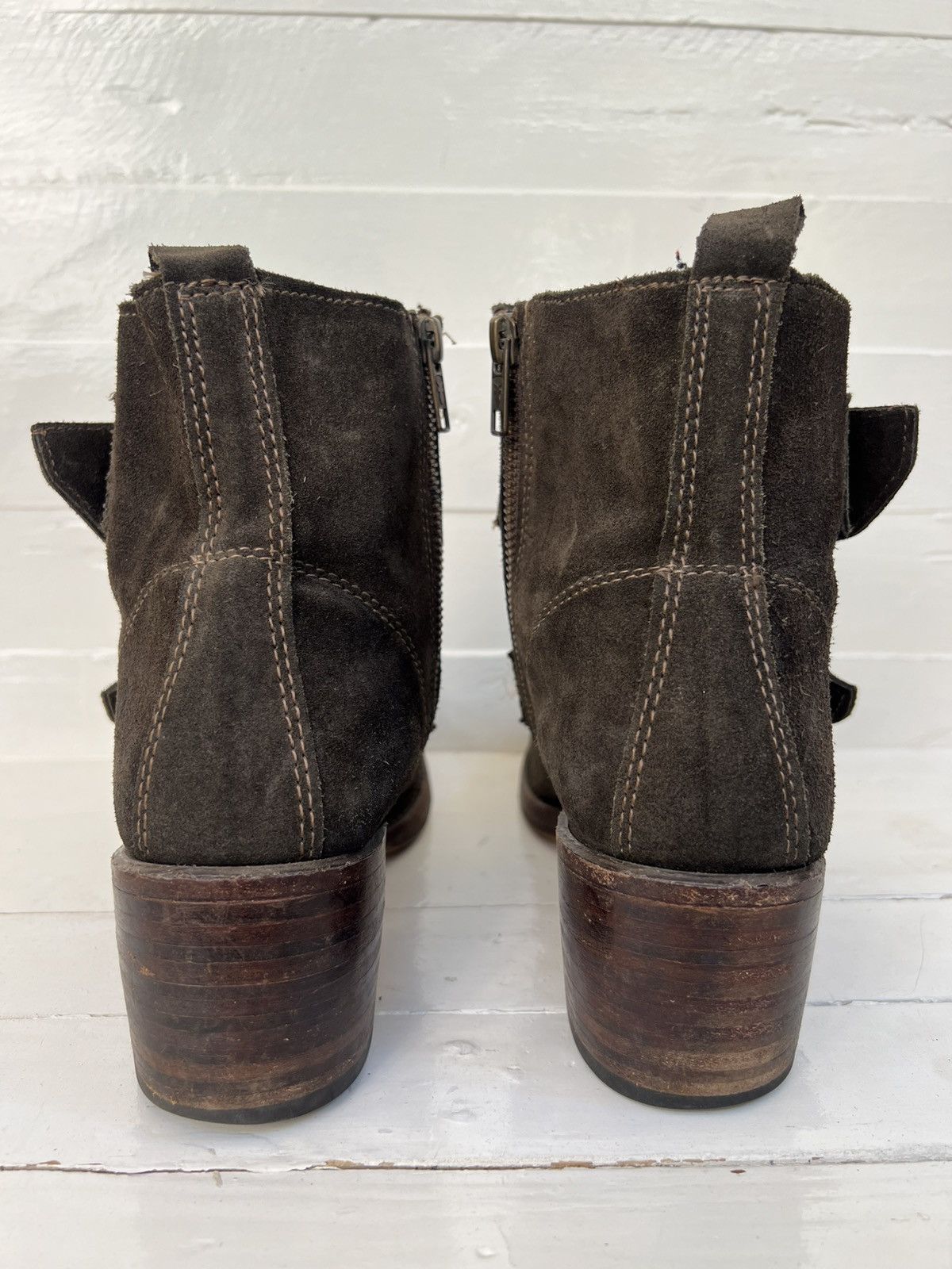 Frye Frye Sabrina Double Buckle Fatigue Leather Suede Boots Size US 10 / IT 40 - 8 Thumbnail