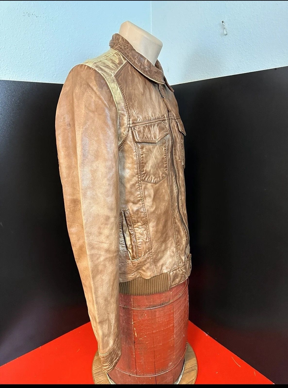 Lee LEE Re-print Distressed, Brown, Leather Bomber Jacket Lg Size US L / EU 52-54 / 3 - 4 Thumbnail