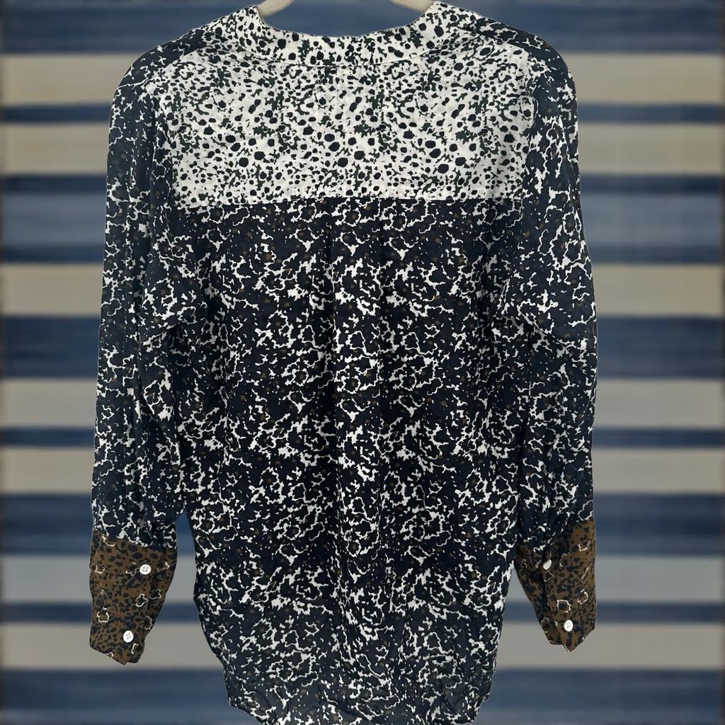 Apiece Apart Apiece Apart Blouse Silk Blend Floral Abstract V-Neck Long Sleeve Multicolor Womens 0 Bohemian Casual Workwear Size XS / US 0-2 / IT 36-38 - 1 Thumbnail
