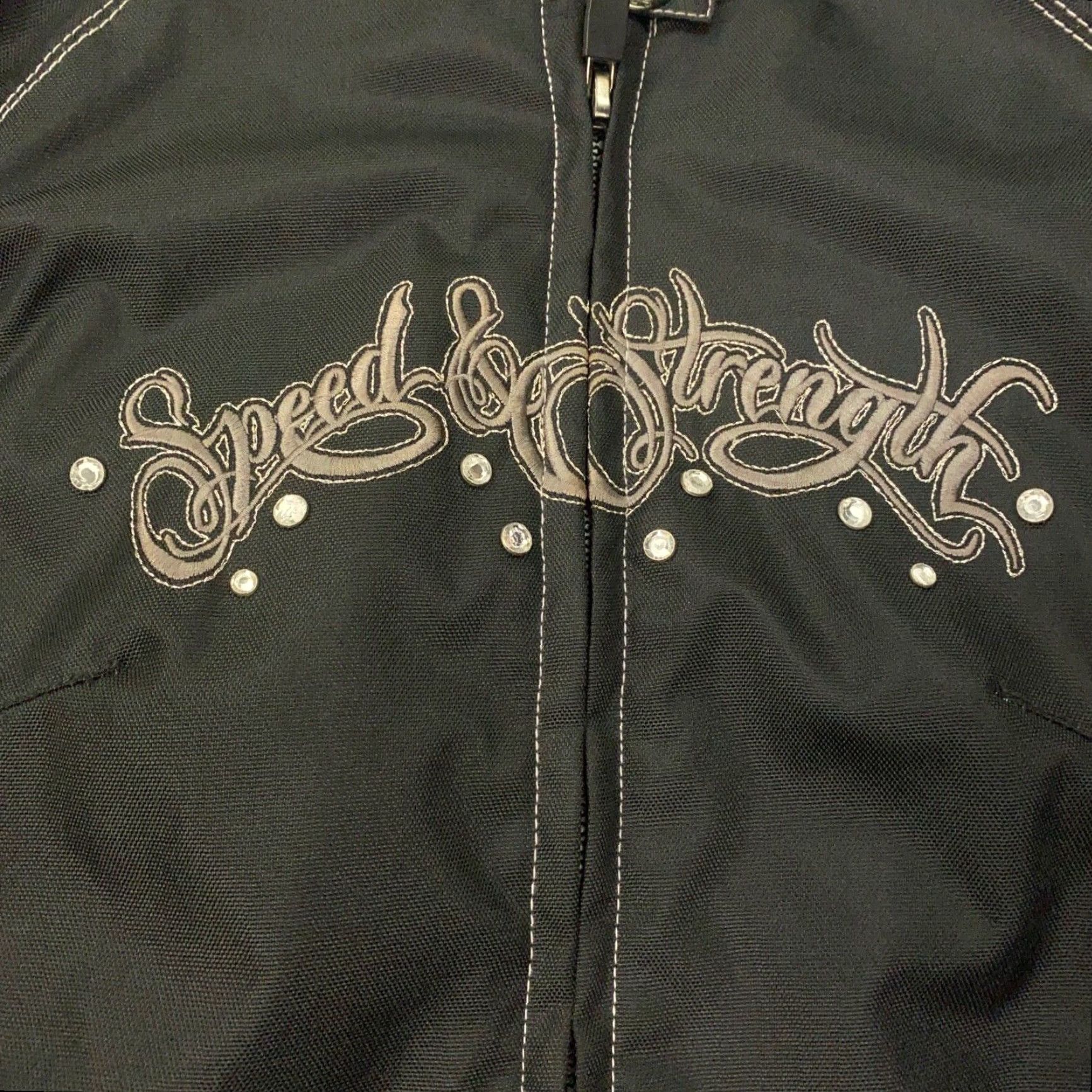 Speedo Speed and Strength Womens Motorcycle Jacket M Black Embroidered Logo Zipper Pockets Full Zip Size M / US 6-8 / IT 42-44 - 2 Thumbnail