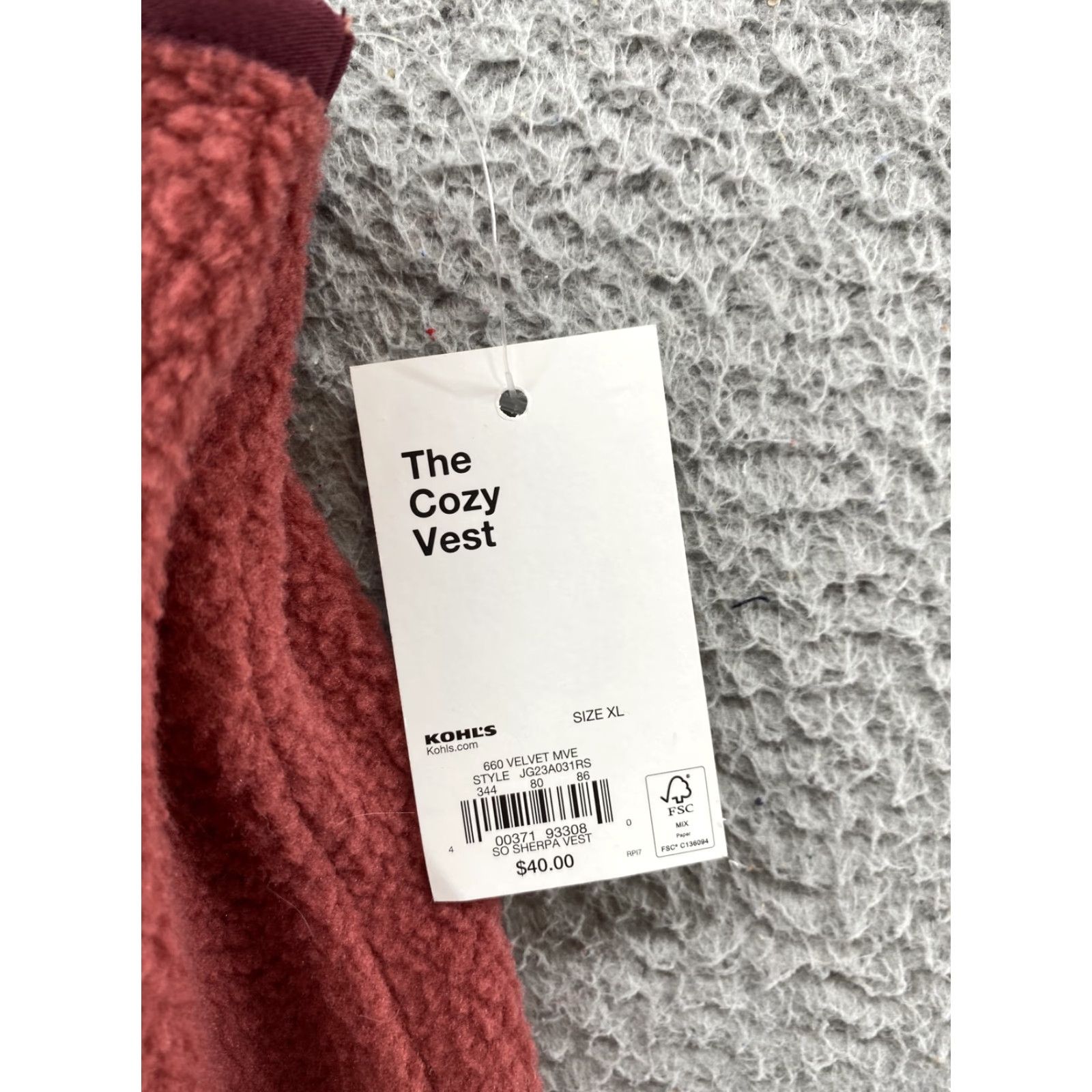 Alife SO Goods For Life Women's Cozy Fleece Full Zip Vest XL Red, Vest, Women, Fleece, Zip, Casual, Fall Winter, Shirt? Size XL / US 12-14 / IT 48-50 - 3 Thumbnail