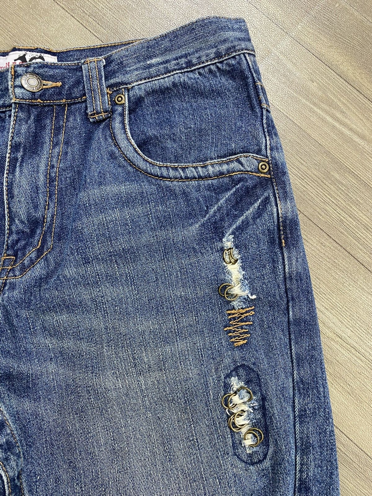 If Six Was Nine 2000s Jungle Storm Distressed Lgb Style Bootcut Flared Jeans Size US 30 / EU 46 - 9 Thumbnail