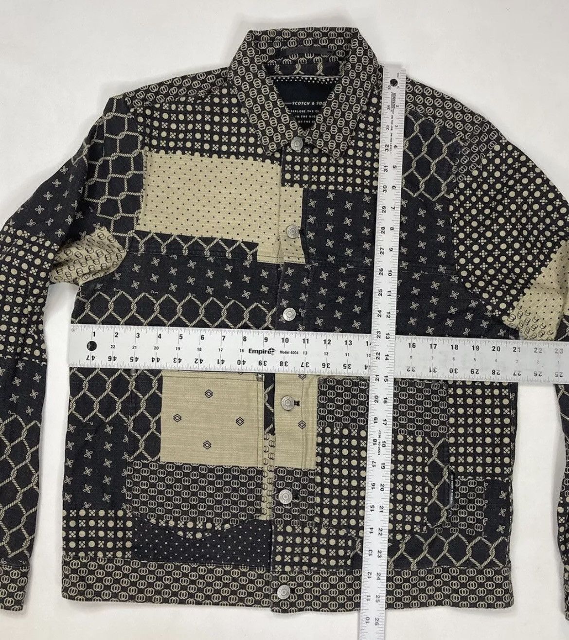 Scotch & Soda Scotch & Soda Patchwork Print Linen Blend Trucker Jacket Size US M / EU 48-50 / 2 - 8 Thumbnail