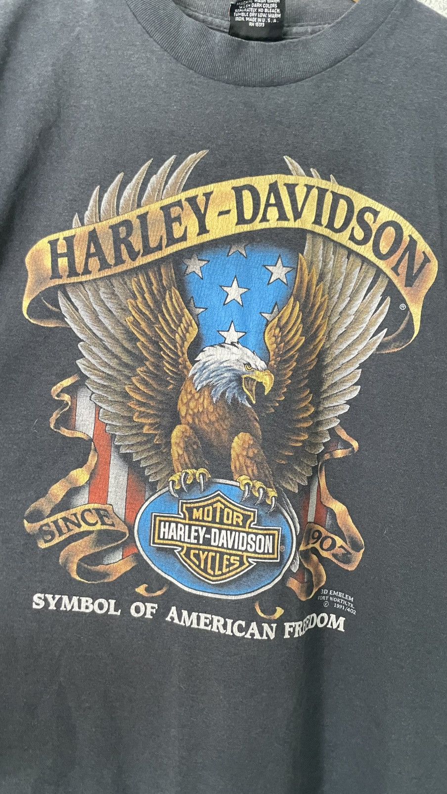 Harley Davidson 1991 VINTAGE 90s 3D EMBLEM HARLEY DAVIDSON Size US XL / EU 56 / 4 - 2 Thumbnail