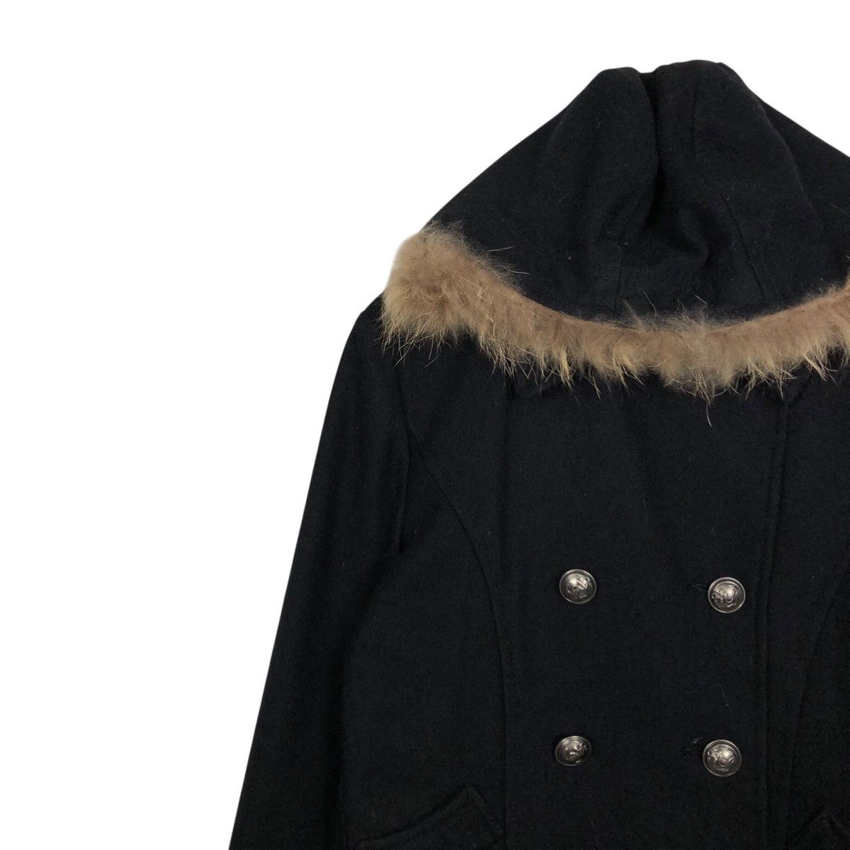 PPFM 📌Rich Black Wool Biker Jacket PPFM Mink Fur Hoodie Size US M / EU 48-50 / 2 - 8 Thumbnail