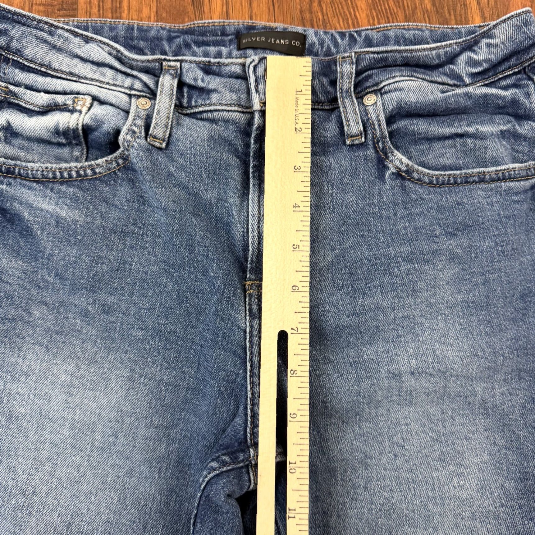 Silver Jeans Co. Silver Jeans Womens Jeans Slim Straight Mid Blue 29x30 27 Regular Stretch Denim Cotton Blend Logo Rise Knits? Size 29" - 4 Thumbnail