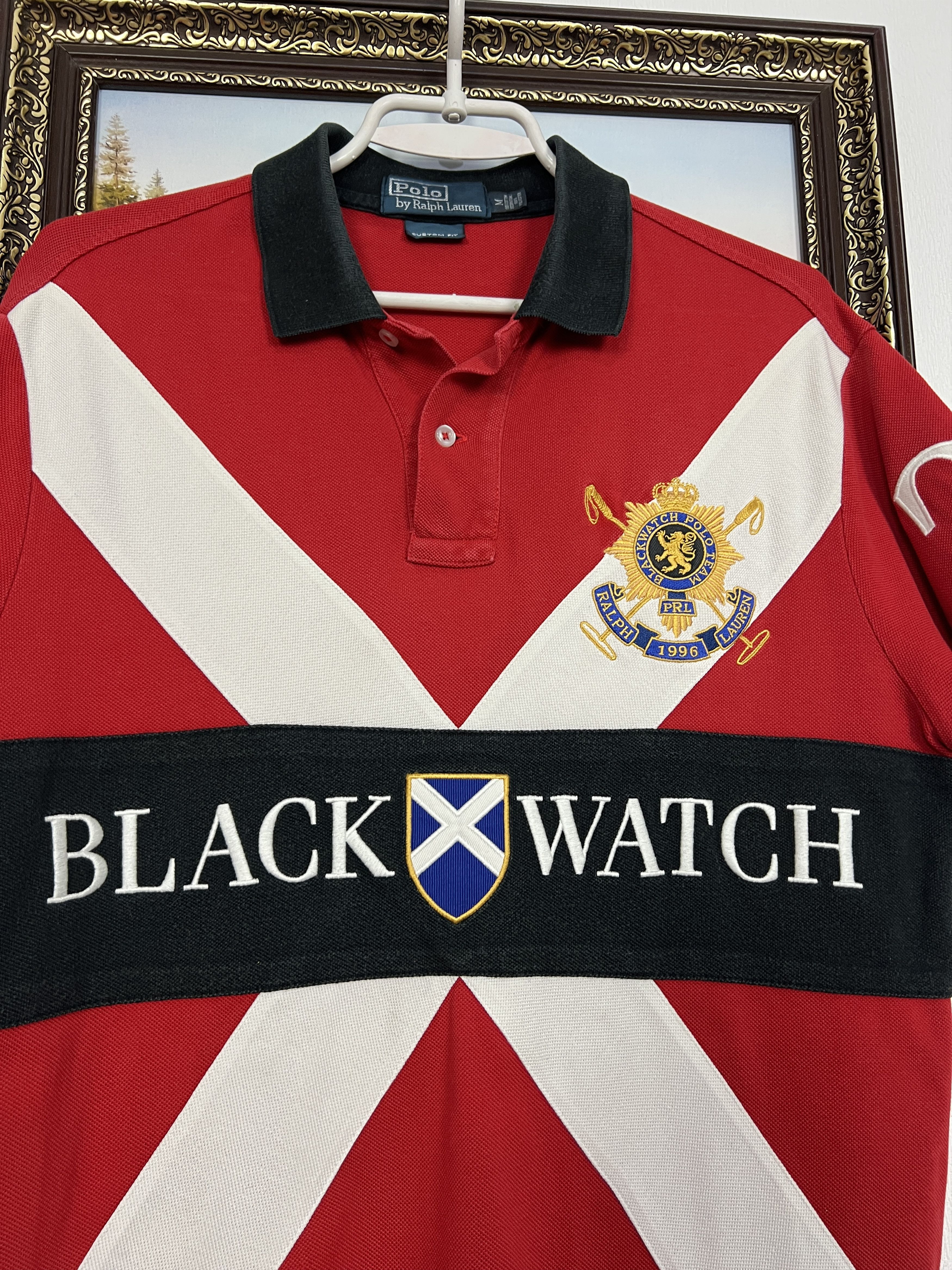 Polo Ralph Lauren Black Watch Red Mens Jersey Shirt Big Logo Spell Out Size US M / EU 48-50 / 2 - 3 Thumbnail