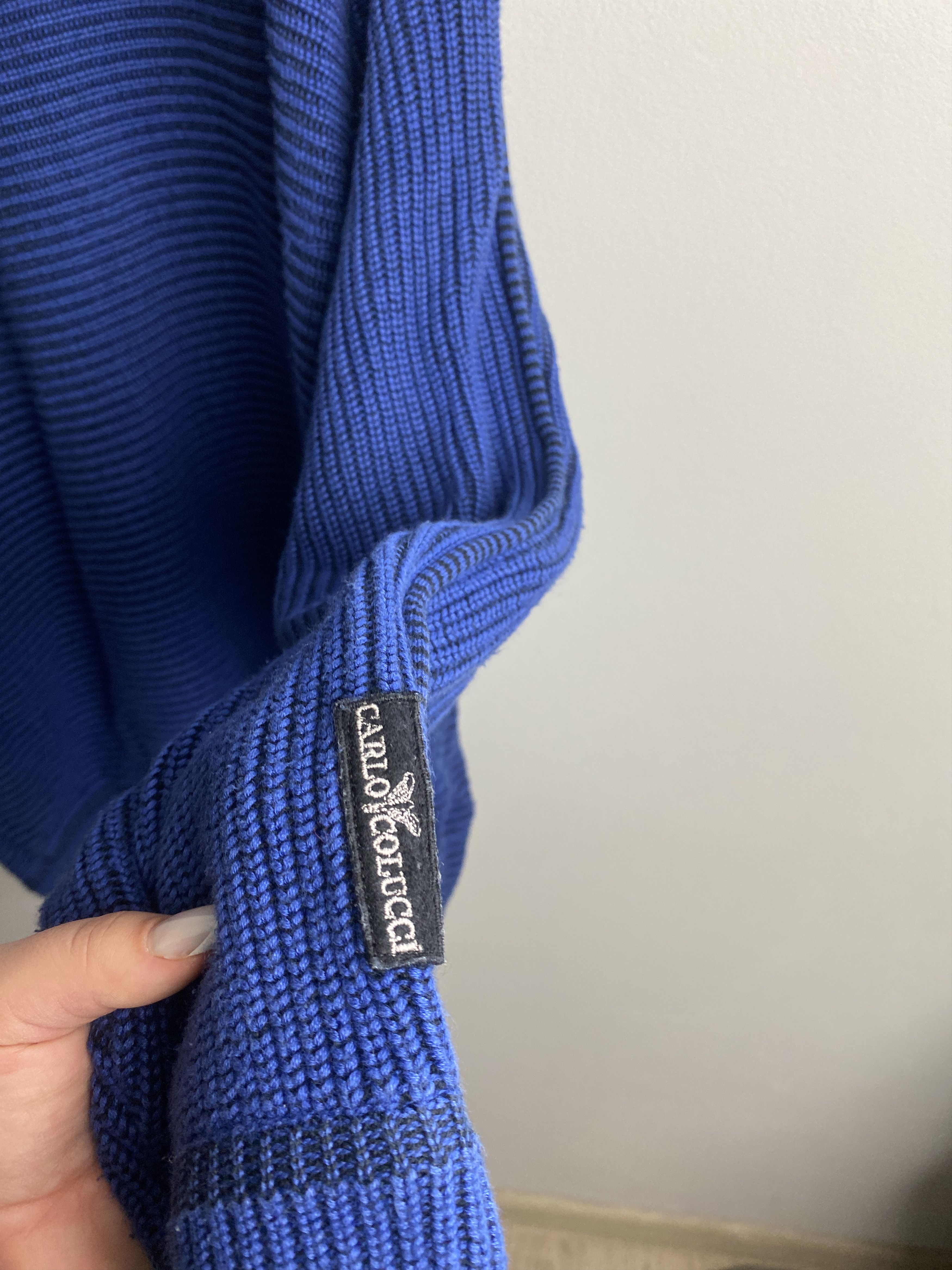 Carlo Colucci × Vintage Carlo Colucci blue heavy oversized cotton sweater knitwear Size US XL / EU 56 / 4 - 3 Thumbnail