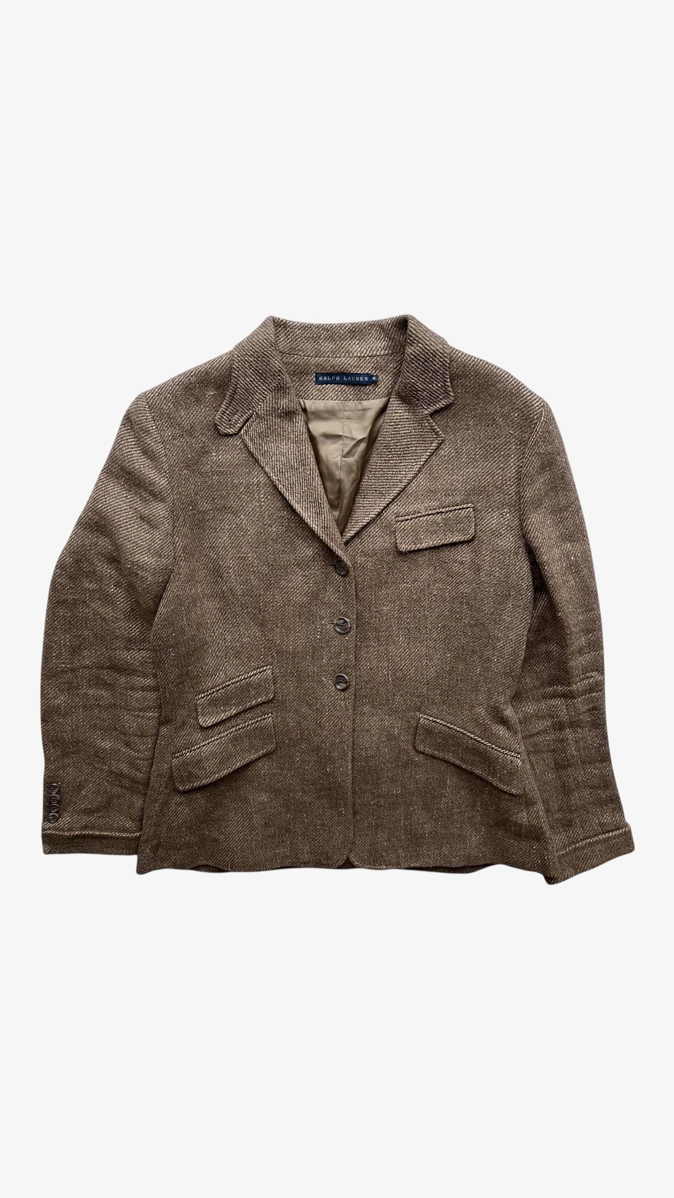 Ralph Lauren Vintage Y2K Women's Ralph Lauren Brown Linen And Wool Blazer Size L / US 10 / IT 46 - 1 Thumbnail