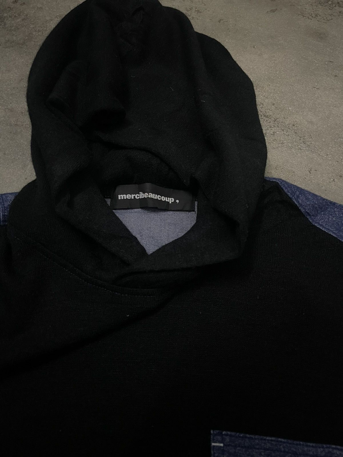 Issey Miyake Mercibeaucoup Issey Miyake Denim Back Hooded Sweatshirt Size US L / EU 52-54 / 3 - 7 Thumbnail