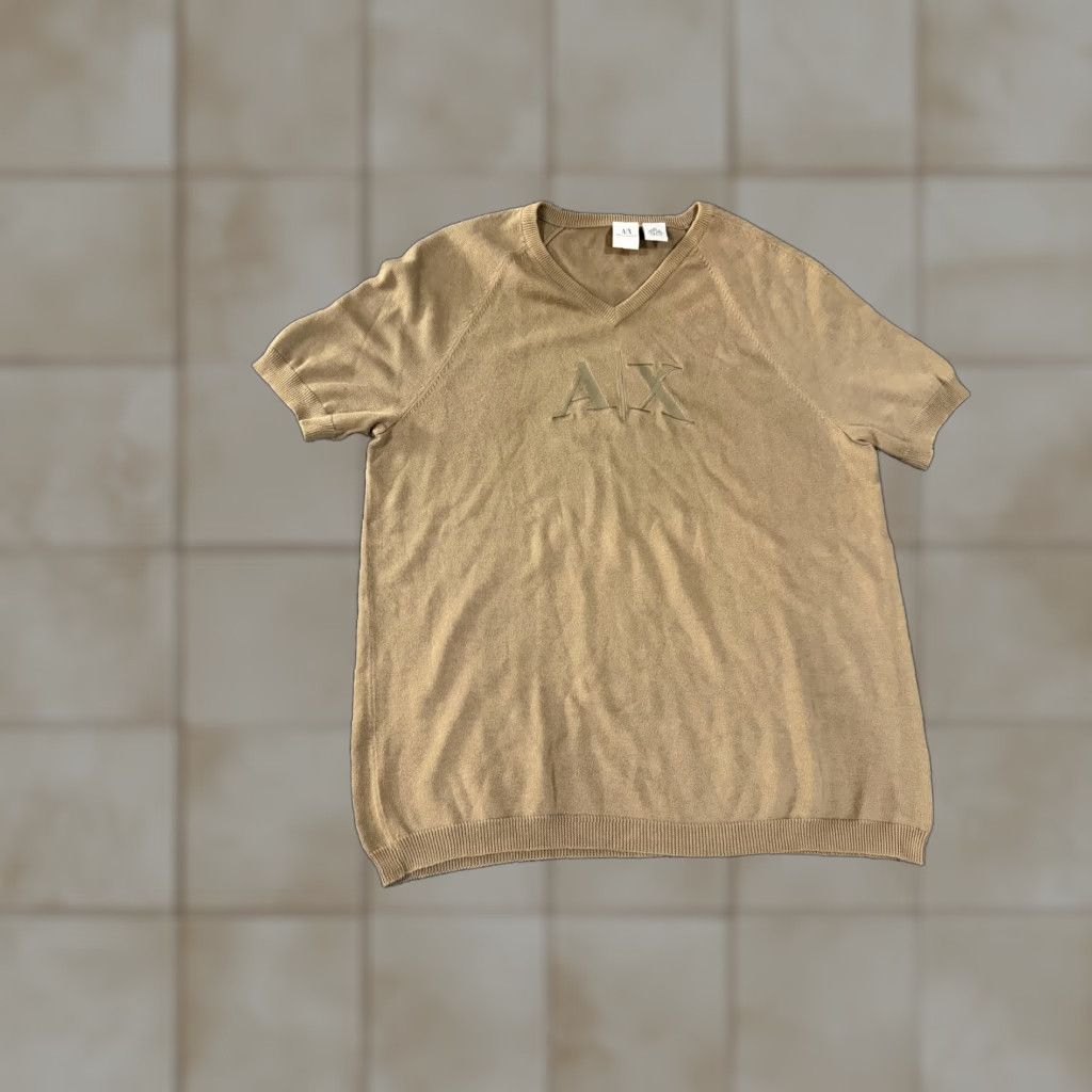 Armani Exchange Armani Exchange Sweater Mens XL Brown V-Neck Short Sleeve Cotton Knit A|X Logo Size US XL / EU 56 / 4 - 1 Thumbnail