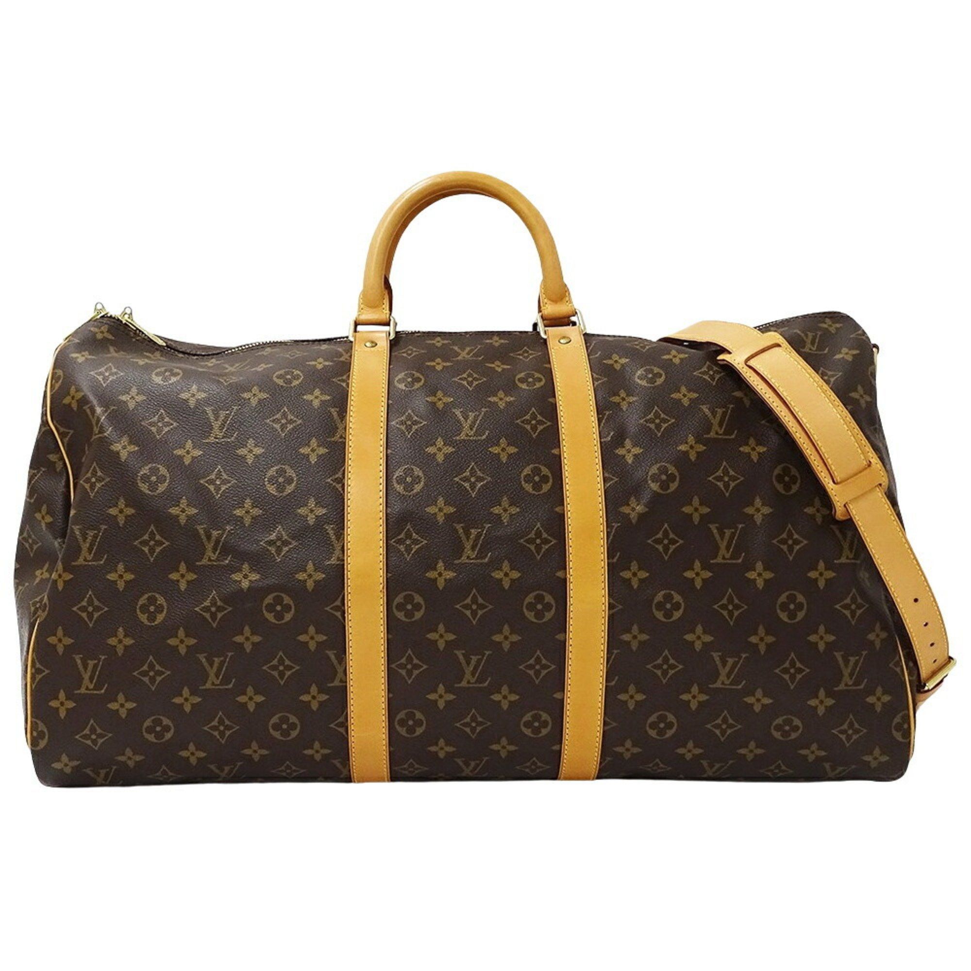 Louis Vuitton Bag Monogram Women's Men's Boston Shoulder 2Way Keepall Bandouliere 55 M41414 Brown