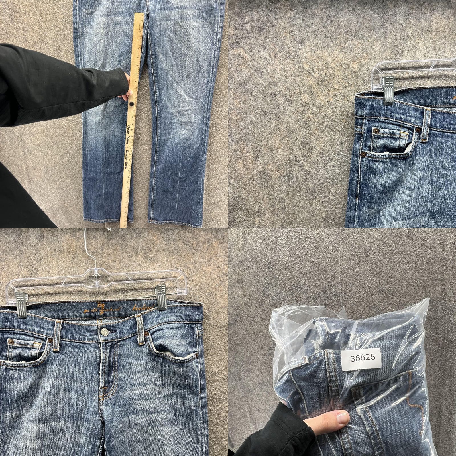 7 For All Mankind 7 For All Mankind Jeans Womens 30 Blue Bootcut Denim Medium Wash USA Regular Stretch Distressed Pockets Logo Embroidered Zip Fly Button Closure Size 30" / US 8 / IT 44 - 8 Thumbnail