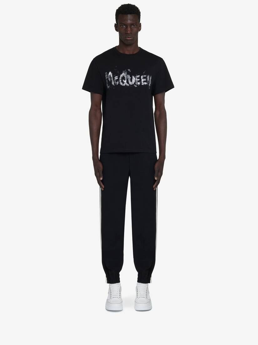 o1w1db10725 McQueen Graffiti T-Shirt in Black