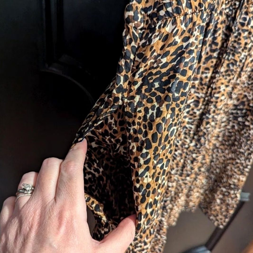 Old Navy Old Navy Leopard Print Ruffle V-Neck Flutter Sleeve Tiered Dress Sz L Mobwife Size L / US 10 / IT 46 - 7 Thumbnail
