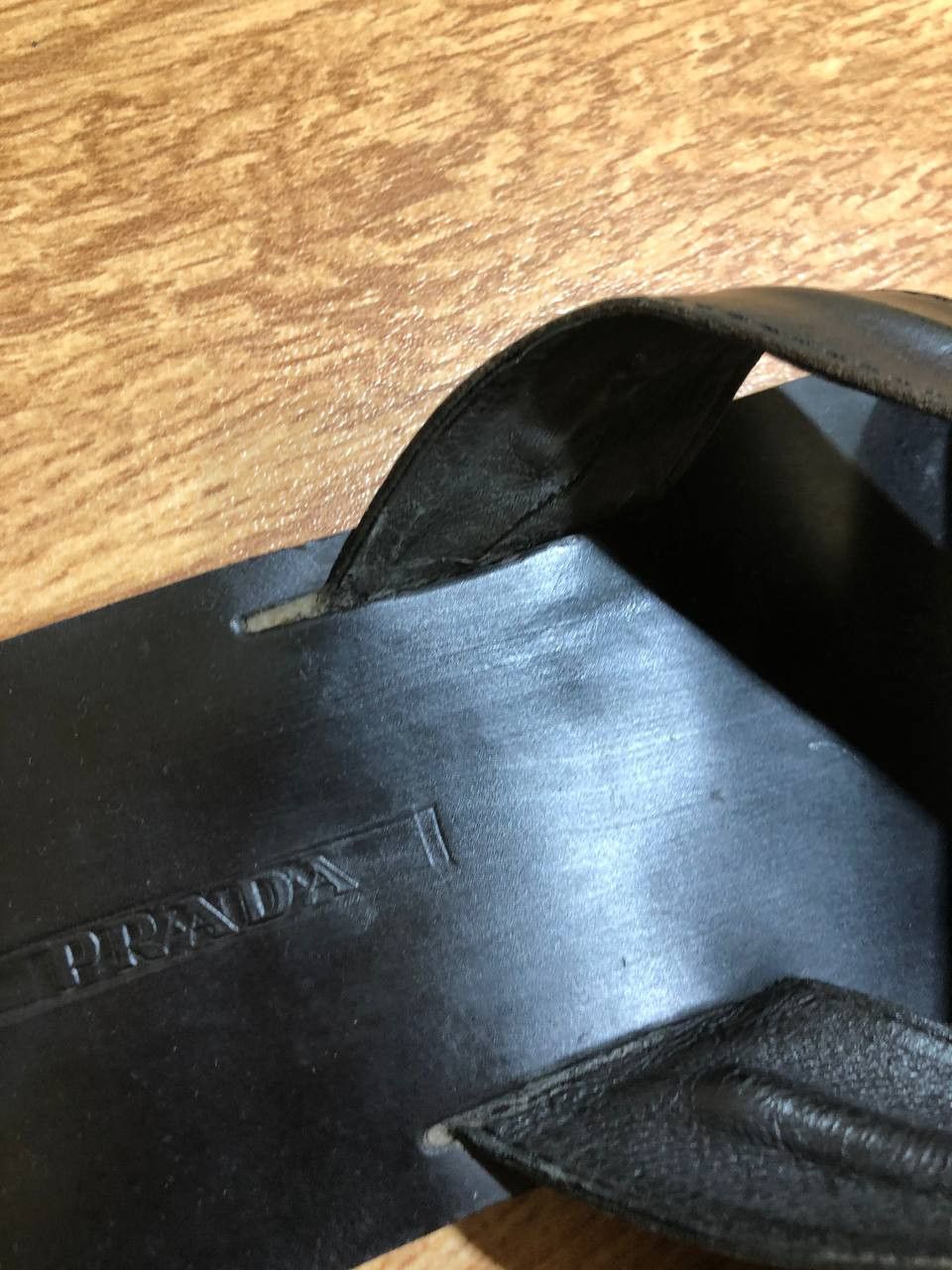 Prada PRADA Logo Plaque Brushed Leather Slides Size US 11 / EU 44 - 6 Thumbnail