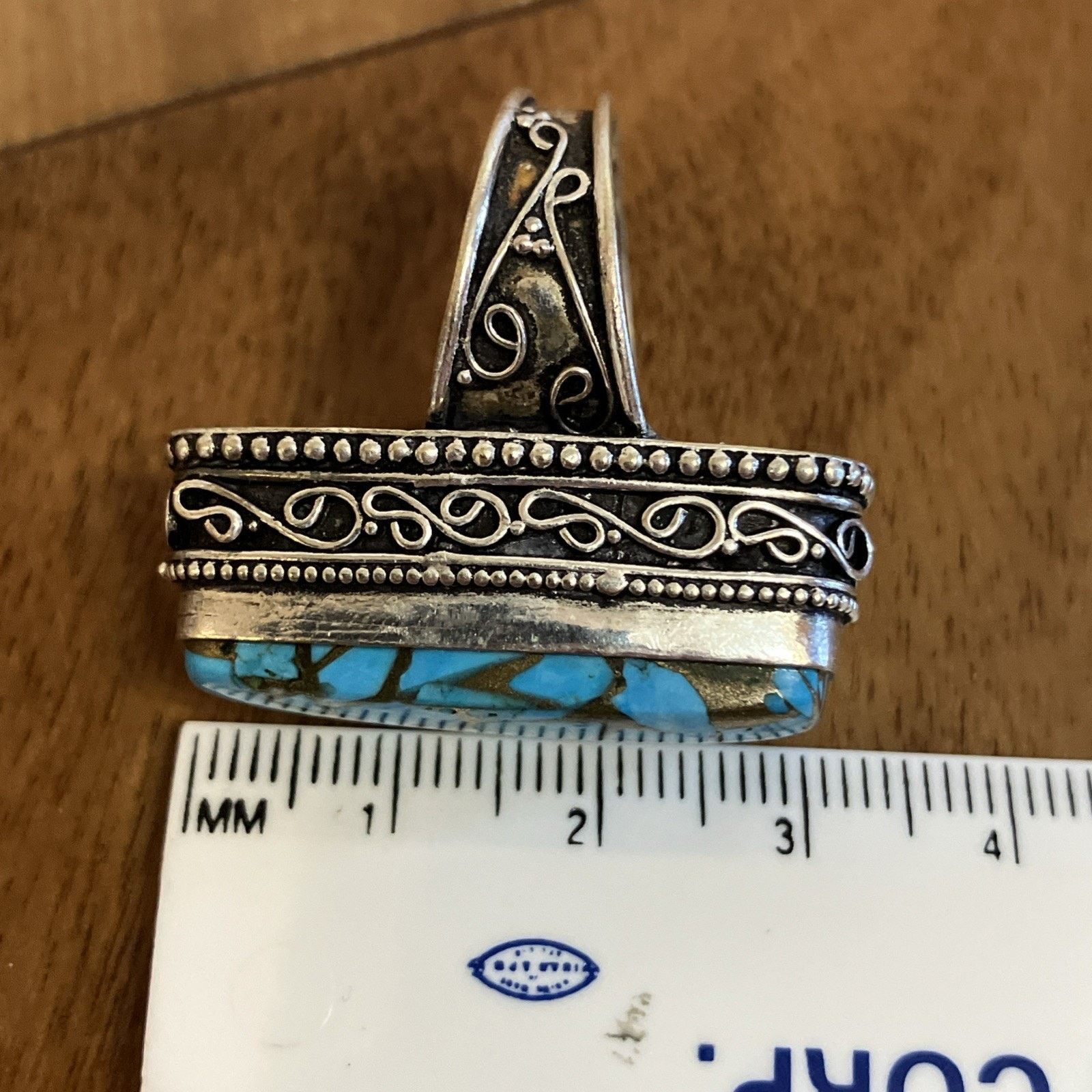 Handmade Blue Copper Turquoise Ring 925 Sterling Silver Southwestern Size ONE SIZE - 16 Thumbnail