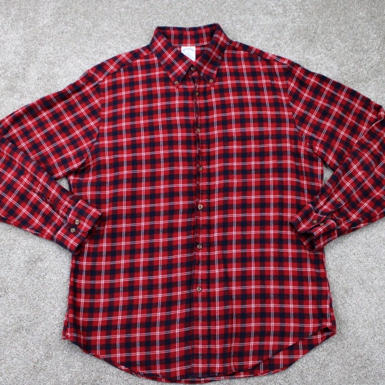 Brooks Brothers Brooks Brothers Regent Flannel Shirt Mens Large Red/Black Buffalo Plaid Cotton Shirt Size US L / EU 52-54 / 3 - 2 Thumbnail